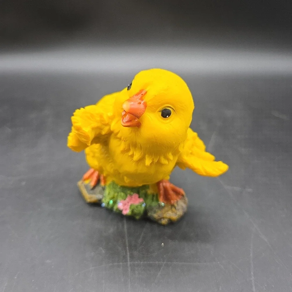 4 Pc Miniature Yellow Chick Figurines Easter Spring Decor Tiny Resin Birds Lot